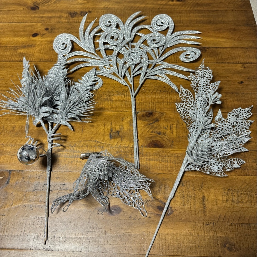 Christmas‎ holiday tree decor silver sparkle bundle